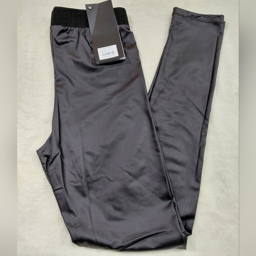 NWT Black Faux Leather Looking Lightweight Pants